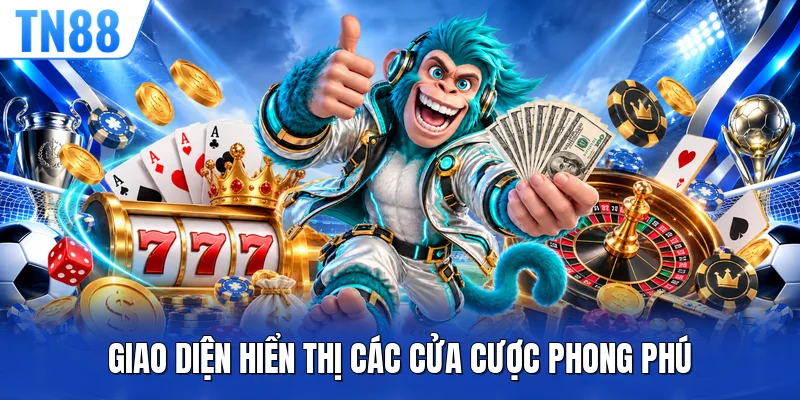 Giao diện hiển thị các cửa cược phong phú